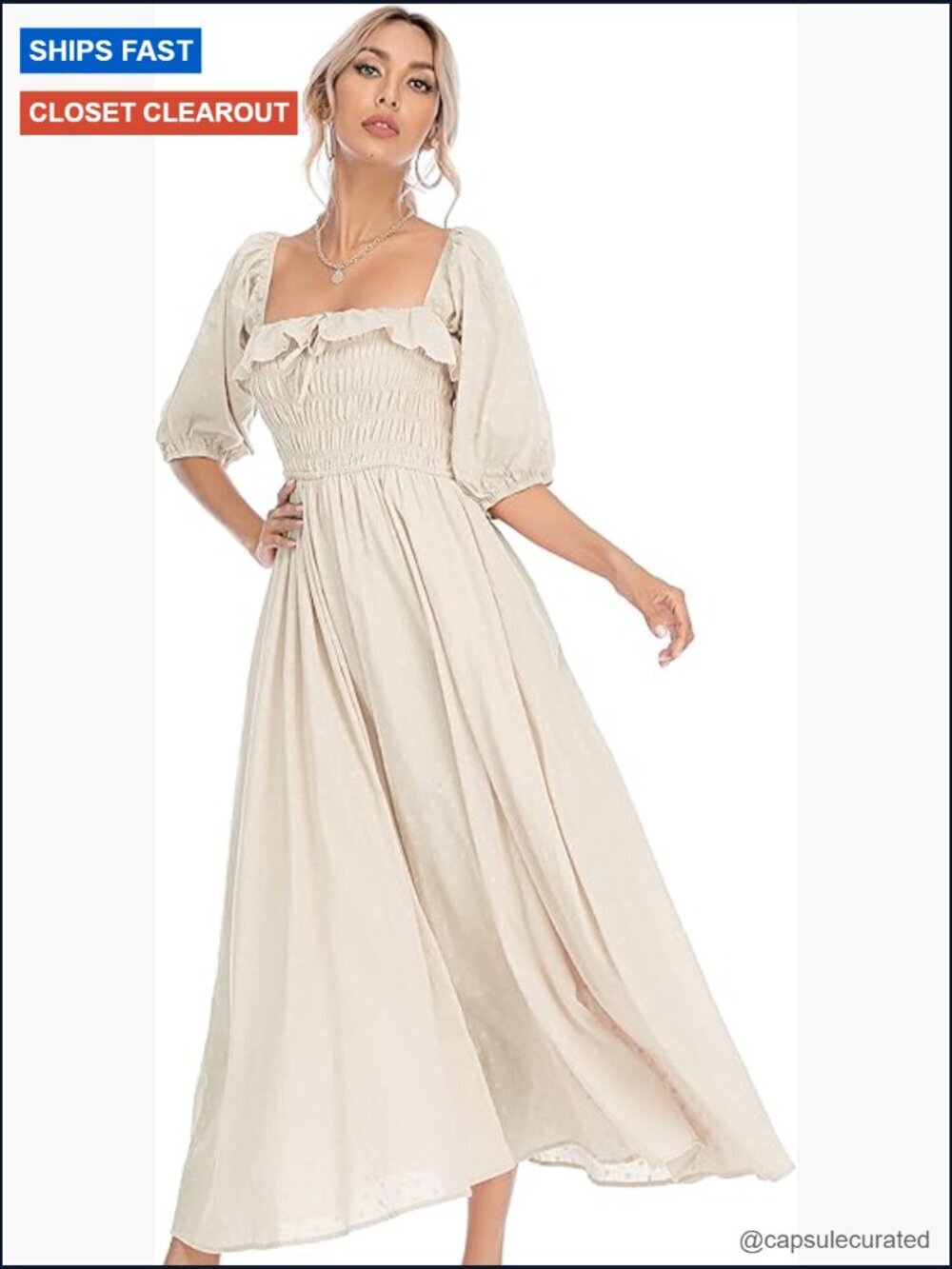 Women Summer Half Sleeve Cotton Ruffled Vintage Elegant Backless A Line Flowy